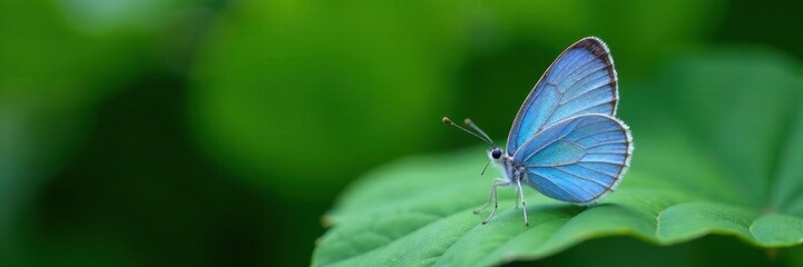 Delicate blue butterfly on a leaf , insect, insect wings