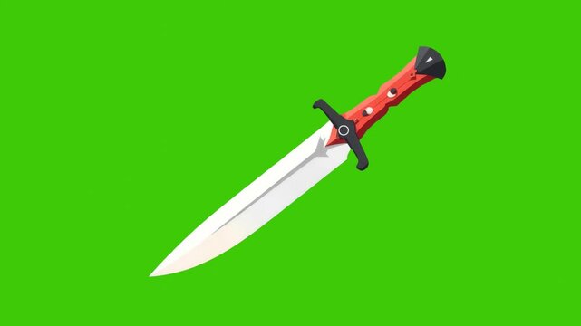 Animation 4k icon of cartoon dagger isolated on green screen