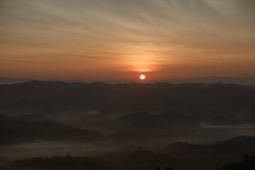Morning sunlight on a high mountain