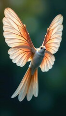 Obraz premium Delicate feathered wings spread wide, ethereal, divine