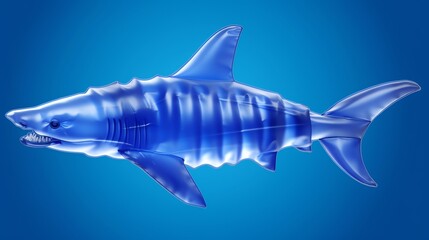 Obraz premium Blue Shark Swimming Underwater Realistic Rendered Marine Predator