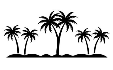 Set of palm trees, coconut tree, palm trees silhouette
