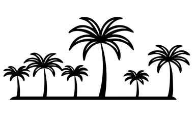 Set of palm trees, coconut tree, palm trees silhouette