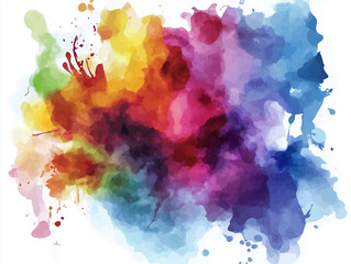 Obraz premium Colorful abstract watercolor splash on white paper creating a vibrant artistic expression