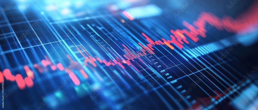 Aufkleber abstract digital data visualization with vibrant colors and patterns