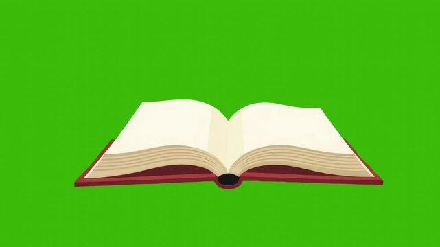 4k animation of open book icon isolated on green screen