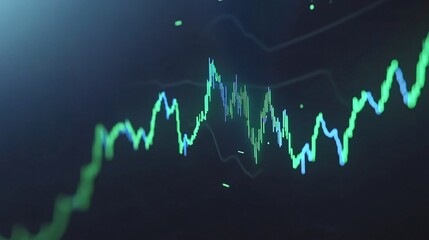 Obraz premium Stock Market Growth Chart with Green Upward Trend Line on a Dark Background