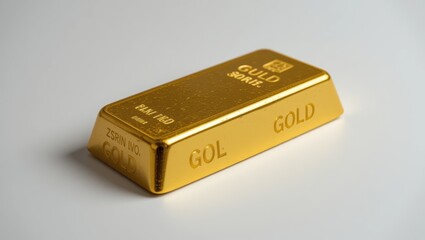 Glistening Gold Bullion Bar Symbolizing Wealth and Luxury on a Neutral Background
