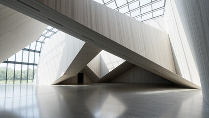 Obraz premium Empty spacious room with concrete walls