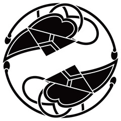 家紋です。二つ追い家烏帽子といいます。