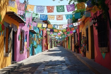 Fototapeta premium Papel Picado in Mexican Folkloric Style