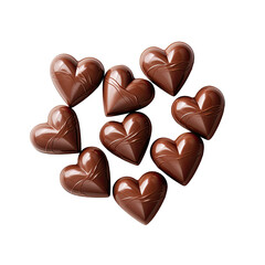 Heart-Shaped Chocolate Candies – Sweet and Romantic Treats on transparent background