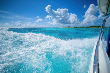 Fototapeta premium Vibrant turquoise waters and white foamy waves in a sunny tropical paradise