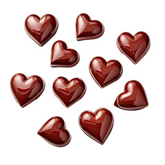 Heart-Shaped Chocolate Candies – Sweet and Romantic Treats on transparent background