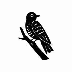 creative details Bird Sitting on a Tree Branch Icon vector illustration