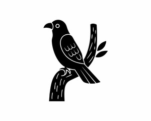 creative details Bird Sitting on a Tree Branch Icon vector illustration