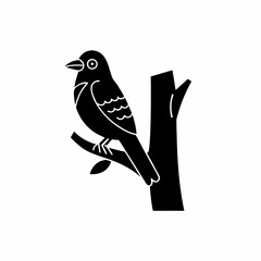 creative details Bird Sitting on a Tree Branch Icon vector illustration