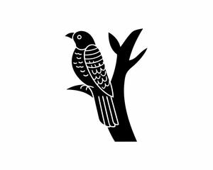 creative details Bird Sitting on a Tree Branch Icon vector illustration