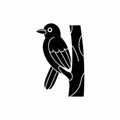 creative details Bird Sitting on a Tree Branch Icon vector illustration