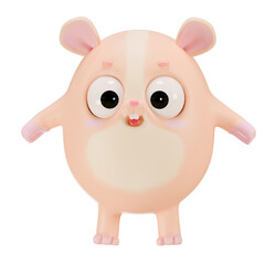 Cute casual hamster character with big eyes and pink paws on white background