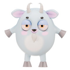 Cute casual goat figurine with blue fur and playful expression