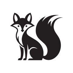 Obraz premium Fox Silhouette Vector Icon – Sitting Fox with Bushy Tail