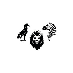 Black silhouette animal vector set