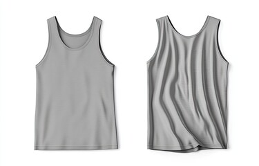 Gray sleeveless top mockup, front and back views