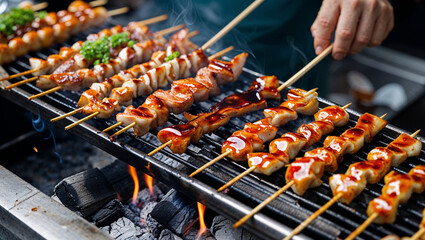 Naklejka premium meat on the grill