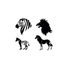 Black silhouette animal vector set