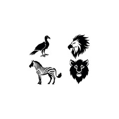 Black silhouette animal vector set