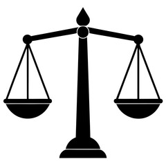 Law & Justice Balance Scale Vector Professional Silhouette Icon.