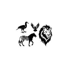 Black silhouette animal vector set