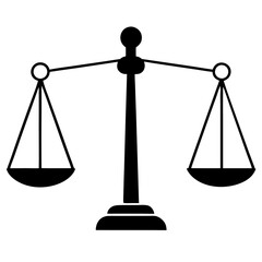 Justice Balance Silhouette Vector Icon Classic White Background.
