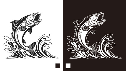 Obraz premium Fishing Illustration Logo Style Vector – Perfect for T-Shirt Designs