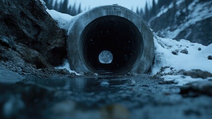 Snowy Mountain Tunnel Entrance
