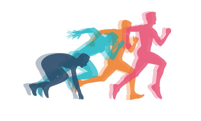 people running set silhouette, sport background and activity vector illustration