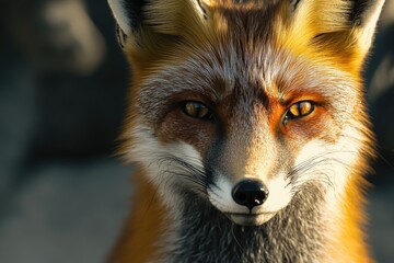 Fototapeta premium A close-up shot of a red fox's face with bright eyes and sharp features