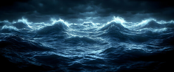 Fototapeta premium Powerful Stormy Night Ocean Waves