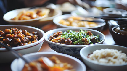 Close-up pictures of Chinese home-style dishes for social media