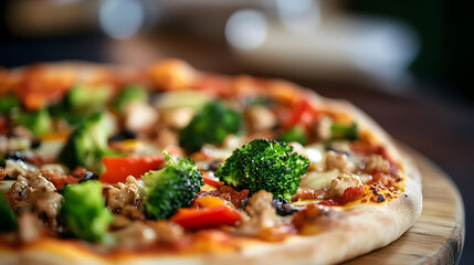 Close-up: Food Photography of Vegetable and Chicken Pizza