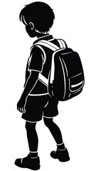 A boy with school bag silhouette. Back to school