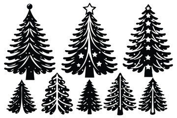 Obraz premium set of christmas trees vector on white background