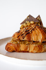 Gourmet Croissant with Chocolate and Nuts