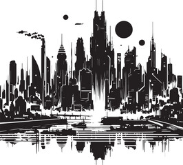 Naklejka premium Detailed City Silhouette | Urban Design in Premium Style