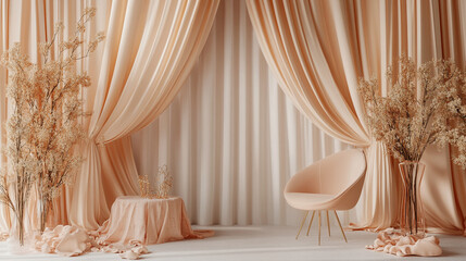 "Elegant Minimalist Interior with Soft Peach Tones"