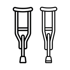 Crutch icon. Attribute of treatment or fracture. Symbol of injury or risk, danger or illness. Support for a disabled or sick person.