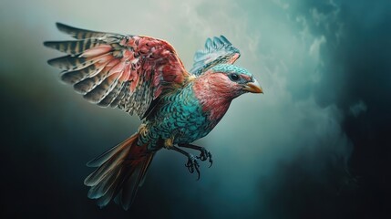 Fototapeta premium vibrant bird in flight