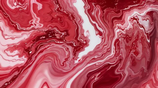 Abstract Red And White Swirling Liquid Texture Creating Dynamic Artistic Background