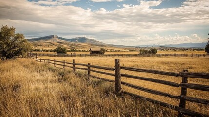 Serene depiction of a ranch in a wild west environment.